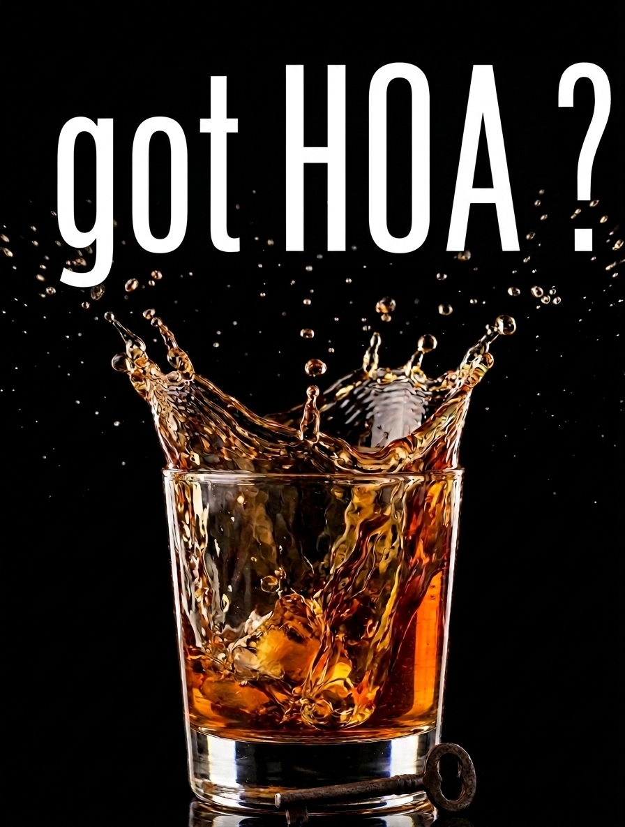got HOA? &mdash; a glass of bourbon mid-splash